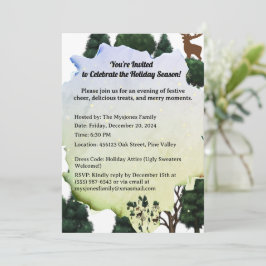 Retro minimalistische herten tussen vakantiebomen kaart