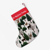 Retro minimalistische herten tussen vakantiebomen kleine kerstsok (Achterkant (Hangend))