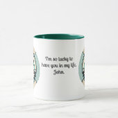 Retro minimalistische hond alleen op het strand mok (Midden)