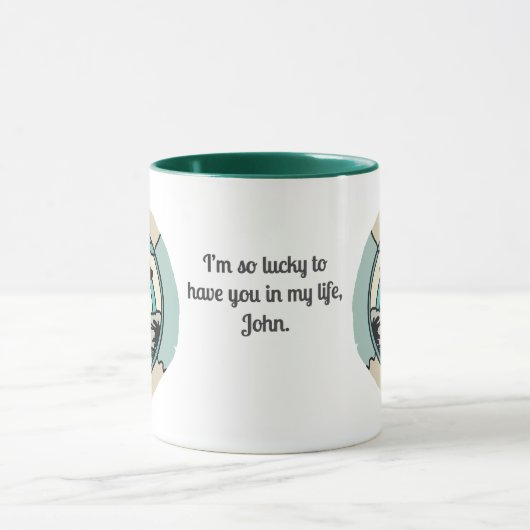 Retro minimalistische hond alleen op het strand mok (Midden)