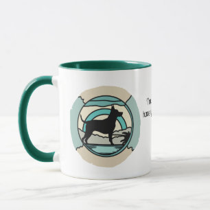 Retro minimalistische hond alleen op het strand mok