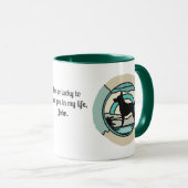 Retro minimalistische hond alleen op het strand mok (Voorkant rechts)