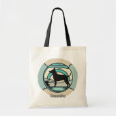 Retro minimalistische hond alleen op het strand tote bag (Voorkant)