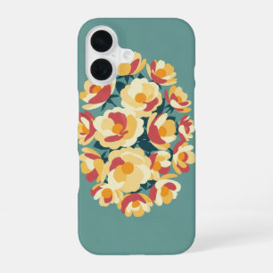 Retro minimalistische illustratie van wilde roos iPhone 16 hoesje