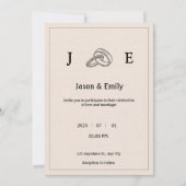 Retro Minimalistische Ivoor Ring Bruiloft Kaart (Voorkant)