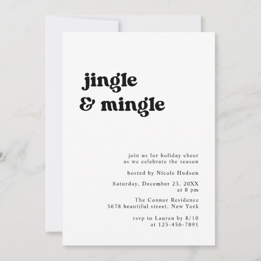 Retro minimalistische Jingle en Mingle Kerstfeest Kaart (Voorkant)