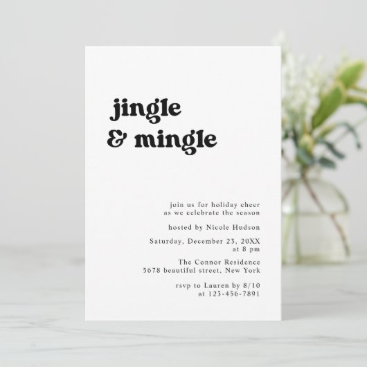 Retro minimalistische Jingle en Mingle Kerstfeest Kaart (Staand voorkant)