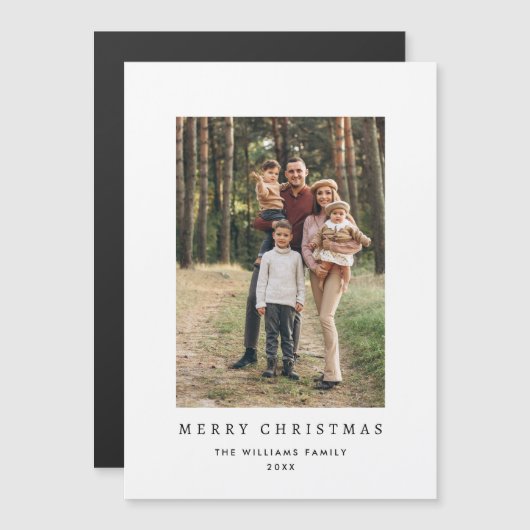 Retro Minimalistische Kerstfoto Magnetische Kaart (Voorkant / Achterkant)