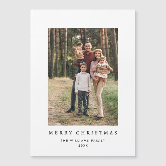 Retro Minimalistische Kerstfoto Magnetische Kaart (Voorkant)