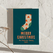 Retro minimalistische kerstwintersok niet-foto feestdagenkaart