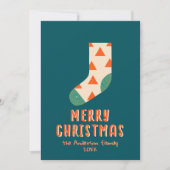 Retro minimalistische kerstwintersok niet-foto feestdagenkaart (Voorkant)