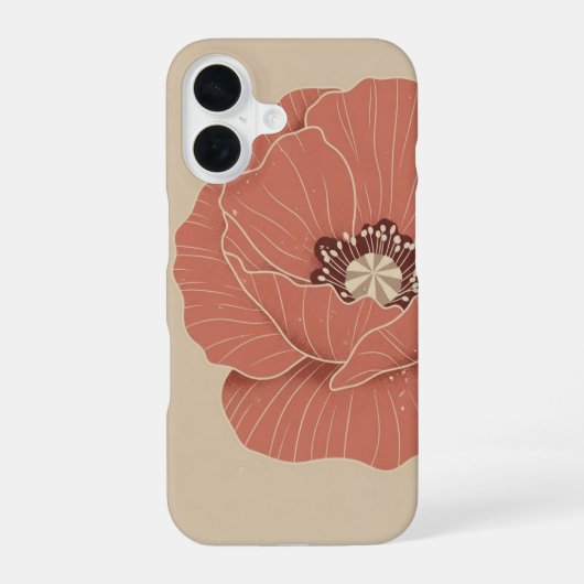 Retro Minimalistische Klaproos iPhone 16 Hoesje (Achterkant)