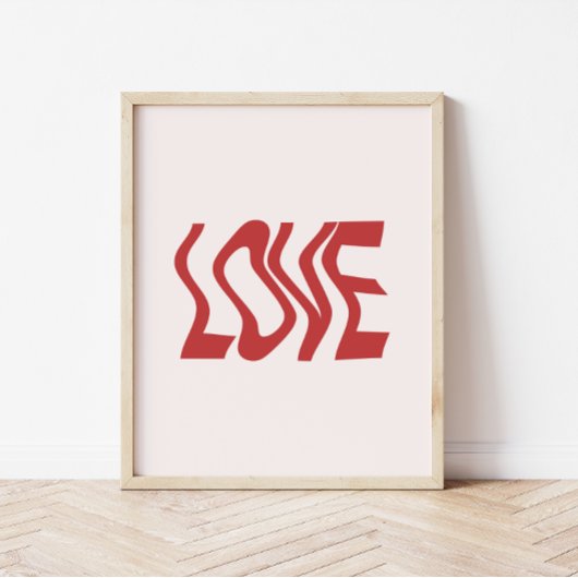 Retro minimalistische 'liefde' Wavy tekst Poster
