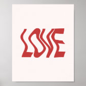 Retro minimalistische 'liefde' Wavy tekst Poster (Voorkant)
