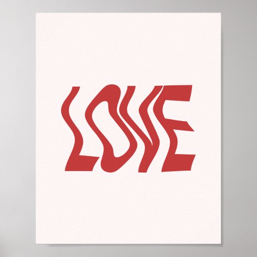 Retro minimalistische 'liefde' Wavy tekst Poster (Voorkant)