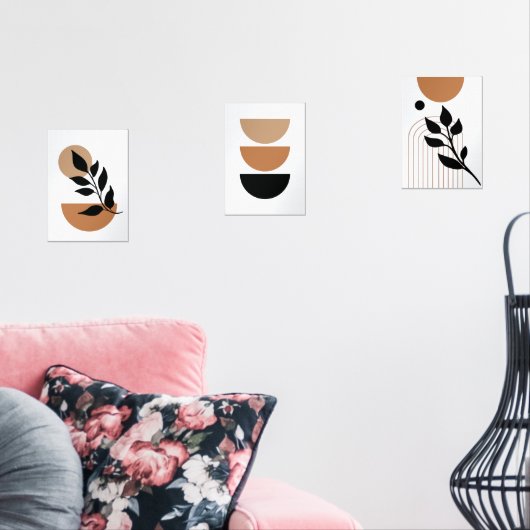 Retro minimalistische muurkunst - Set van 3 Prints (Woonkamer)