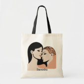 Retro minimalistische onuitgesproken Bond gezichte Tote Bag (Voorkant)