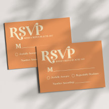 Retro Minimalistische Oranje Huwelijks RSVP