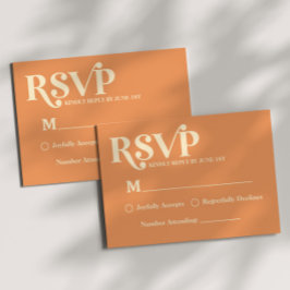 Retro Minimalistische Oranje Huwelijks RSVP Kaartje