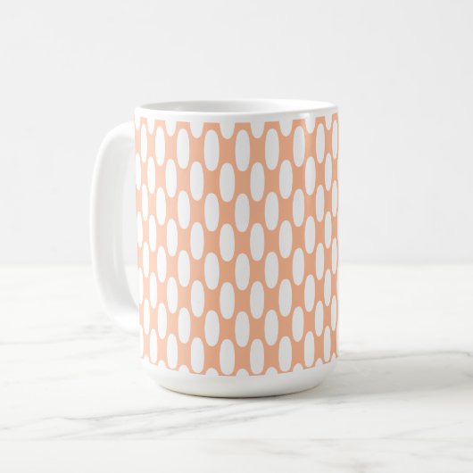 Retro minimalistische oranje witte stippen koffiemok (Voorkant links)