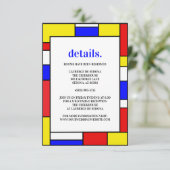 Retro minimalistische primaire kleuren RSVP kaartje (Staand voorkant)