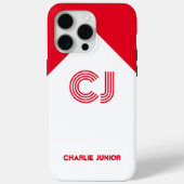 Retro Minimalistische Rood & Wit Aangepaste Naam Case-Mate iPhone Case (Achterkant)