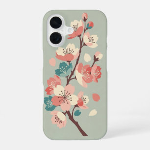 Retro Minimalistische Sakura Bloemen iPhone 16 Hoesje