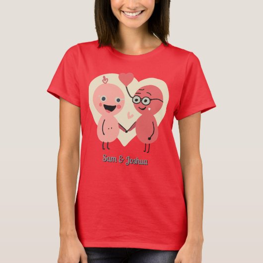 Retro minimalistische Schattigee liefde samen | gr T-shirt (Voorkant)