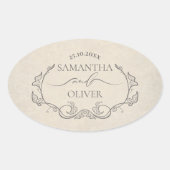 Retro Minimalistische Trouwsticker Ovale Sticker (Voorkant)