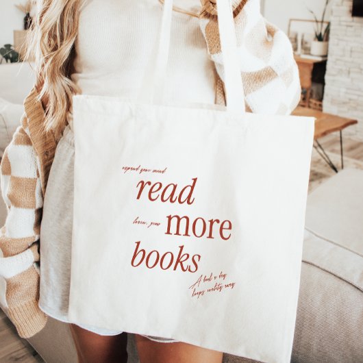 Retro minimalistische typografie 'Lees meer boeken Tote Bag