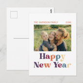 Retro Minimalistische Typografie Nieuwjaar Foto Briefkaart (Voorkant / Achterkant)