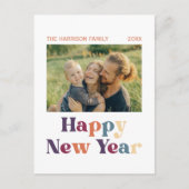 Retro Minimalistische Typografie Nieuwjaar Foto Briefkaart (Voorkant)
