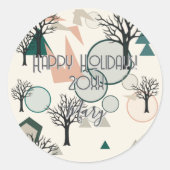 Retro minimalistische vertakkingen en vormen ronde sticker (Voorkant)