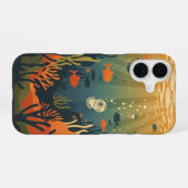 Retro Minimalistische Vis iPhone 16 Hoesje (Achterkant horizontaal)