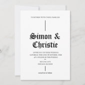 Retro Minimalistische Zwart-Wit Bruiloft Kaart (Voorkant)