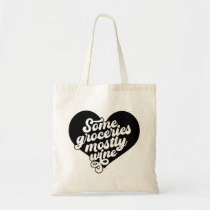 Retro minimalistische zwarte typografie Funny wijn Tote Bag