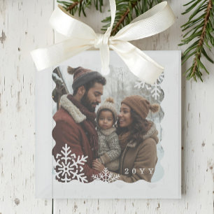 Retro Minital Wavy Foto Lijst Sneeuwvlok Foto Glas Ornament