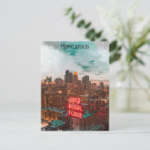  Retro Minneapolis Minnesota Travel Skyline Briefkaart (Staand voorkant)
