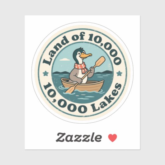 Retro Minnesota Loon Bird met sjaal en peddel Sticker (Vel)