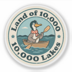 Retro Minnesota Loon Vogel met Sjaal en Peddel Sticker