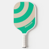 Retro Mint Drie Cirkel Streep met Naam Pickleball Paddle (Achterkant)