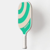 Retro Mint Drie Cirkel Streep met Naam Pickleball Paddle (Links)
