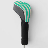Retro Mint Drie Pin Strepen met Naam Golfheadcover (Schuin)