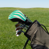 Retro Mint Drie Pin Strepen met Naam Golfheadcover (Insitu)