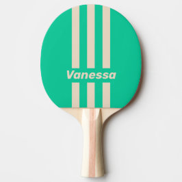 Retro Mint Drie Pin Strepen met Naam Tafeltennisbatje