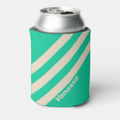 Retro Mint Drie Strepen met Naam Blikjeskoeler (Blikje Achterkant)