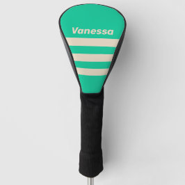 Retro Mint Drie Strepen met Naam Golfheadcover