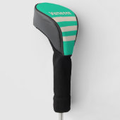Retro Mint Drie Strepen met Naam Golfheadcover (Schuin)