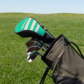 Retro Mint Drie Strepen met Naam Golfheadcover (Insitu)