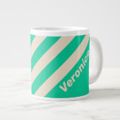 Retro Mint Drie Strepen met Naam Grote Koffiekop (Voorkant rechts)